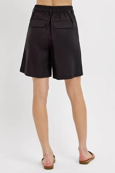 High Rise Pleated Front Shorts