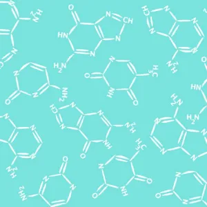 In the Beginning Fabrics Chromatics M.McCulloch Chemical Symbol on Blue Cotton Prints