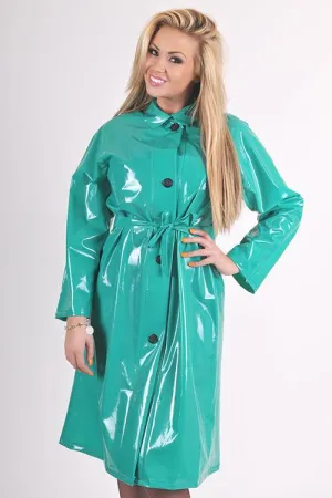 Late 1950s & 60s Style "Retro Coat Rain Mac" in Green Shiny by Elements Rainwear