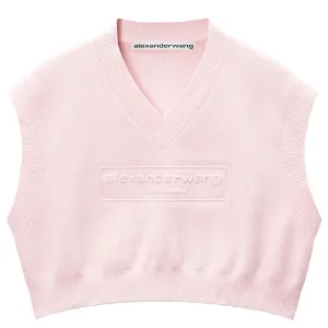 Logo Embossed Cropped Vest In Soft Chenille