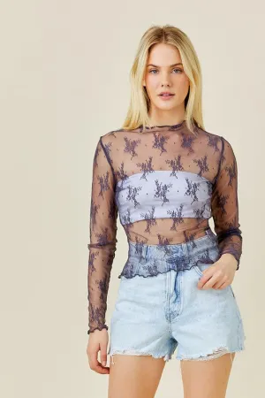 Mesh Long Sleeve Top (slate grey)