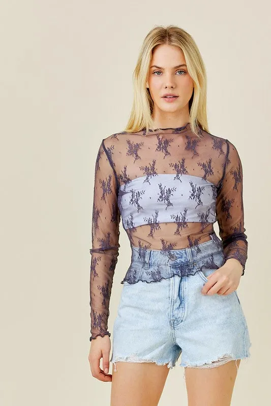 Mesh Long Sleeve Top (slate grey)