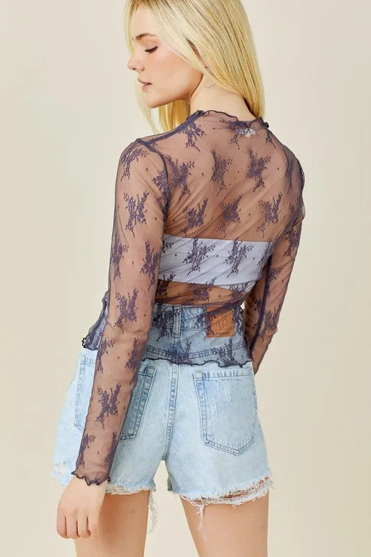 Mesh Long Sleeve Top (slate grey)