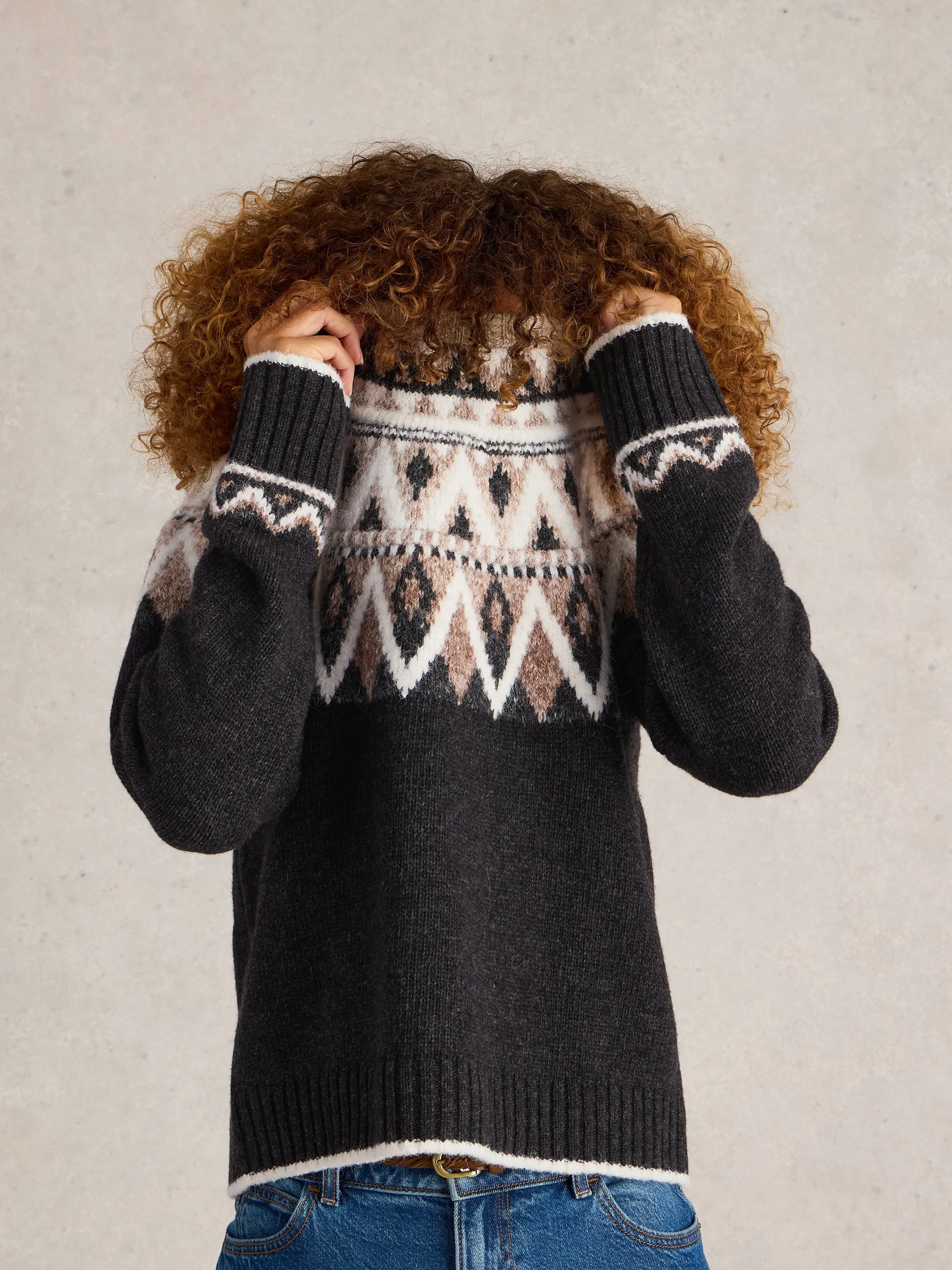 Mono Fairisle Jumper - Black Multi