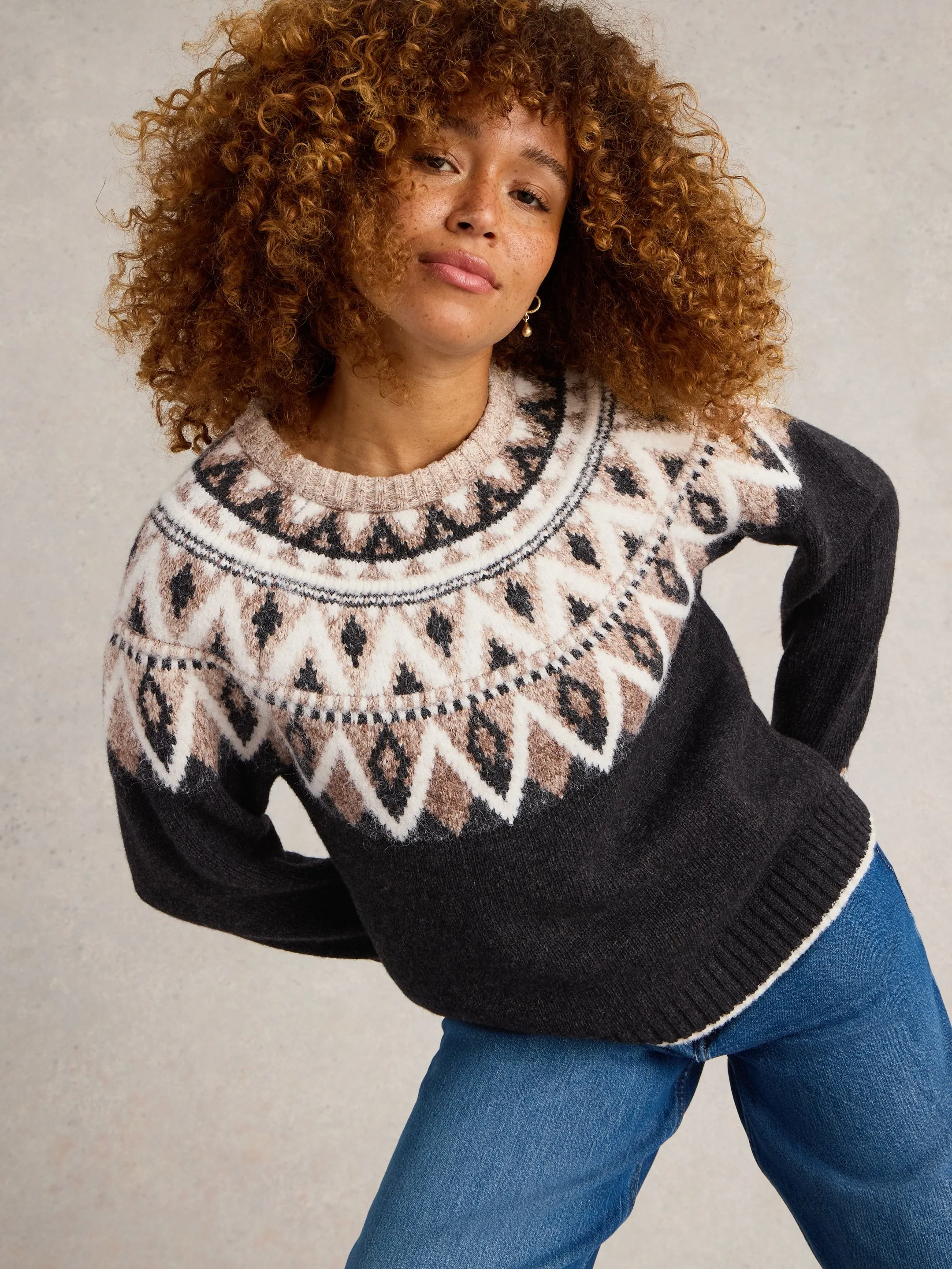 Mono Fairisle Jumper - Black Multi