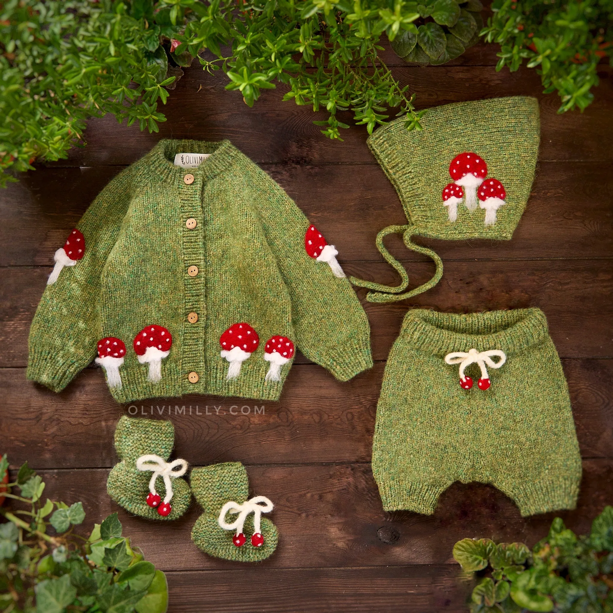 Mushrooms cardigan | Moss Green