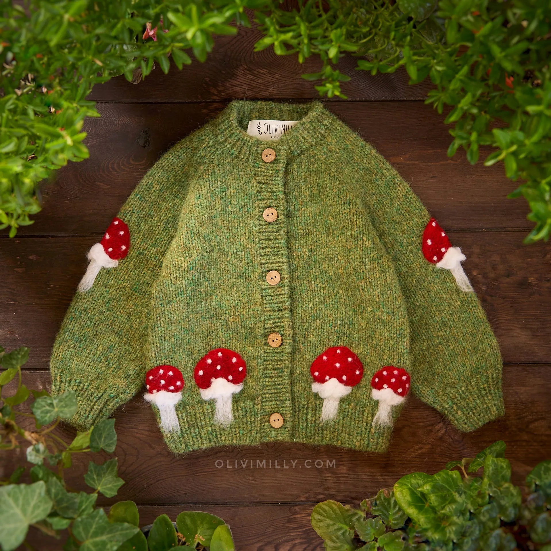 Mushrooms cardigan | Moss Green