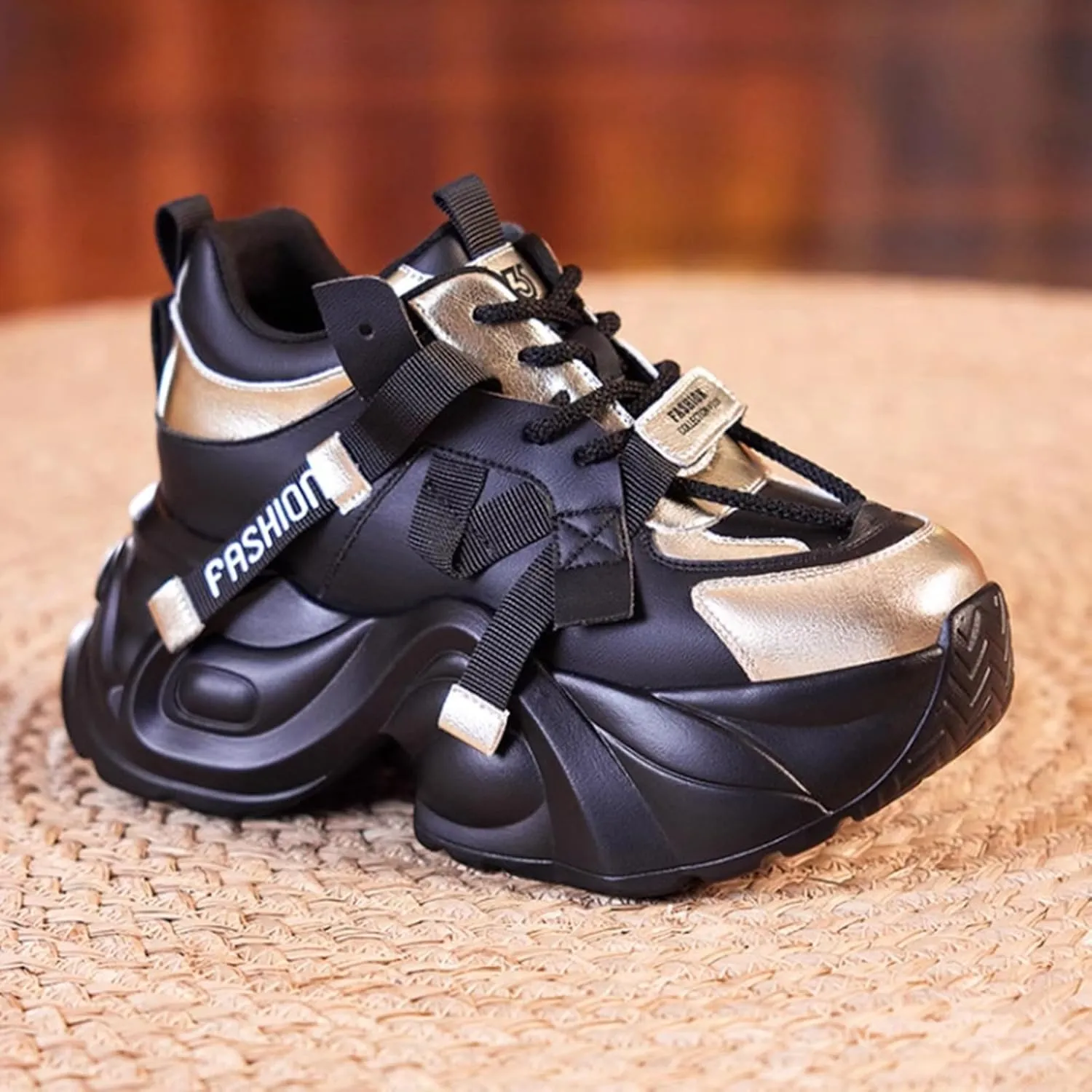 Non Slip Shoes Women Thick Paltform Lace Up Walking Sneakers Comfortable Outdoor Walking Running Workout Shoes
