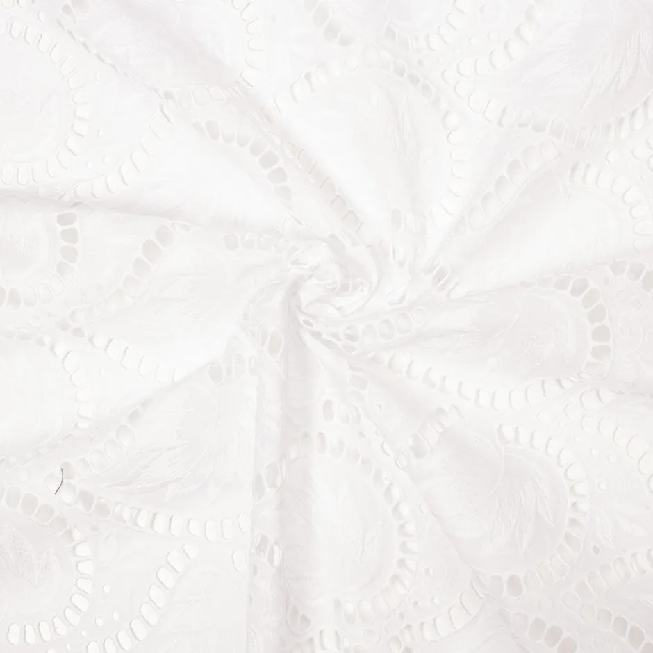 Paisley Open Work Pure Cotton Embroidery