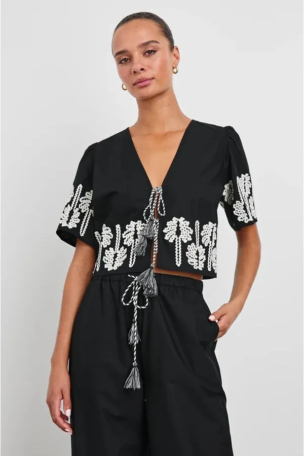 Pari Top -Black Ivory Palm Trees