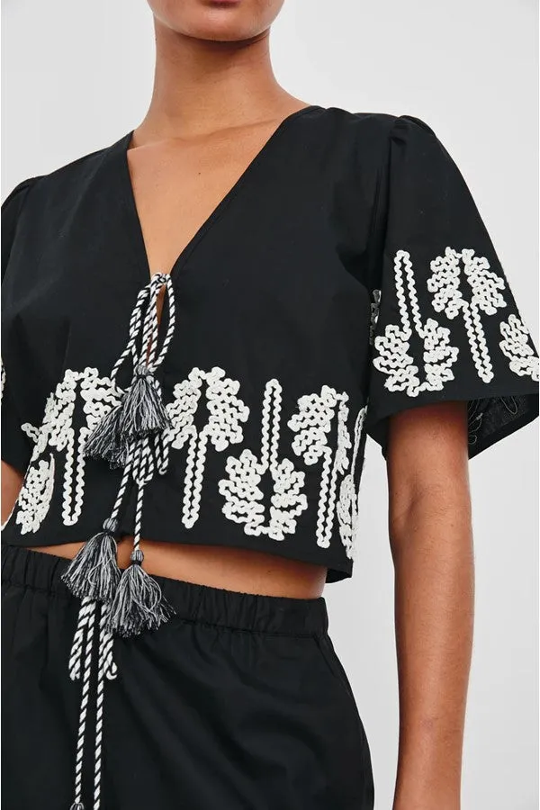 Pari Top -Black Ivory Palm Trees