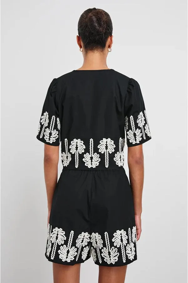 Pari Top -Black Ivory Palm Trees