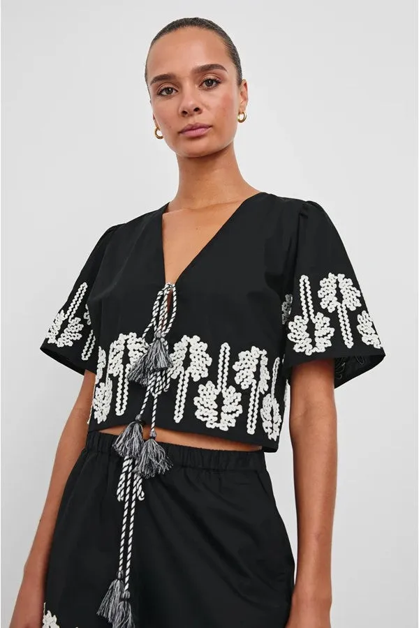 Pari Top -Black Ivory Palm Trees