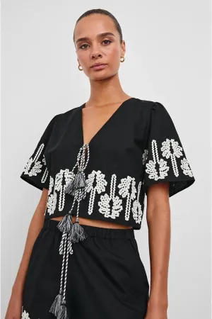 Pari Top -Black Ivory Palm Trees