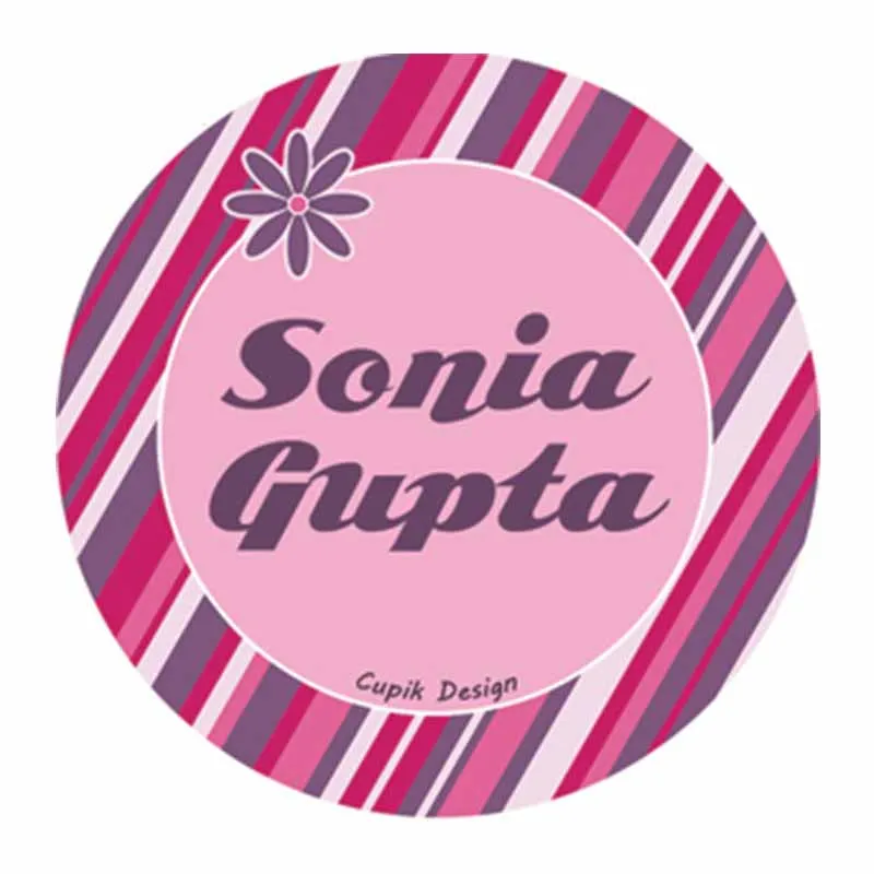 Personalised Pink Floral Waterproof Stickers (Round)