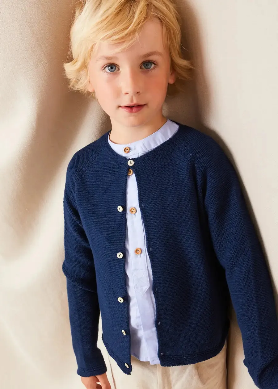 Plain Mao Collar Long Sleeve Shirt in Blue (4-10yrs)
