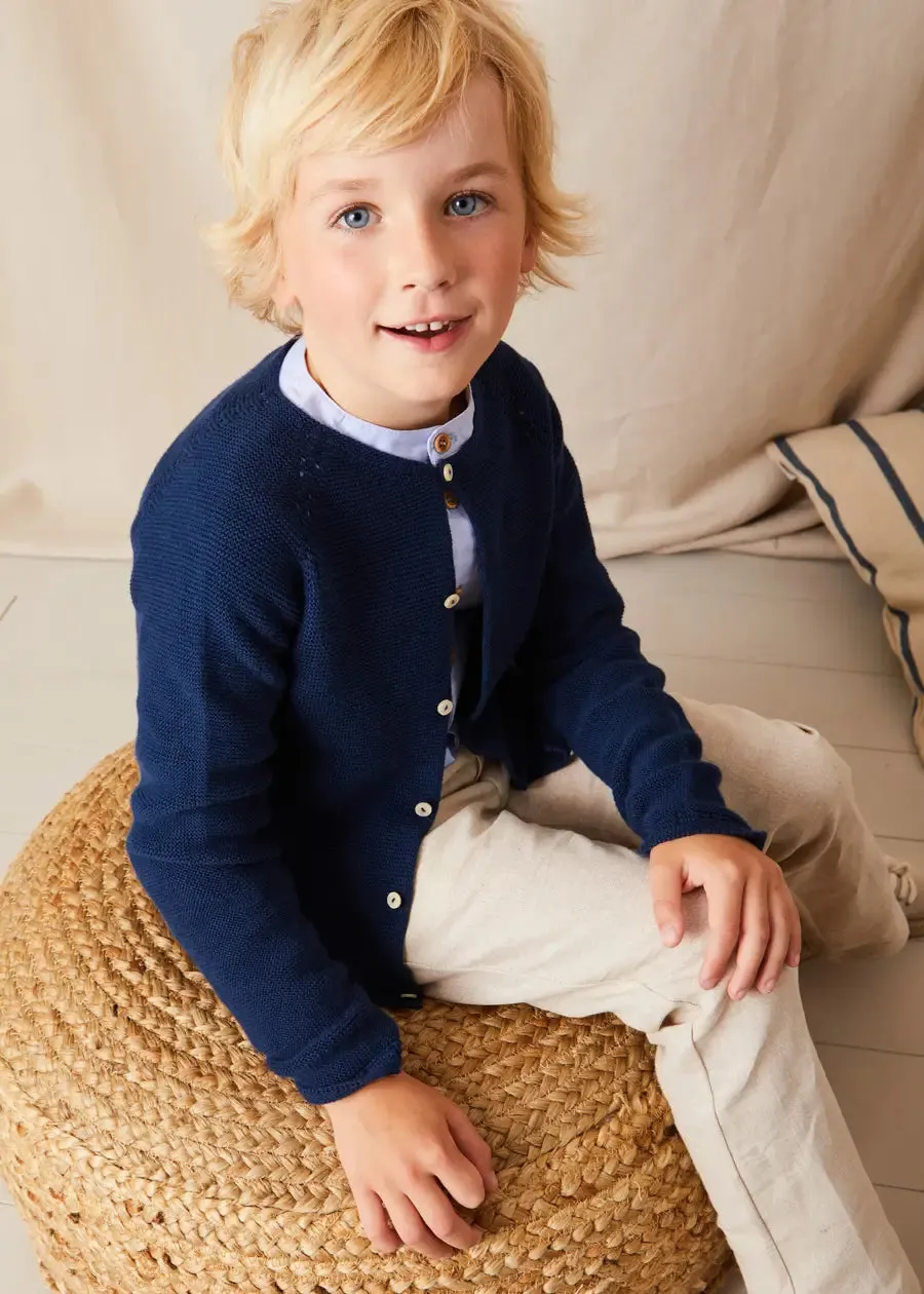Plain Mao Collar Long Sleeve Shirt in Blue (4-10yrs)