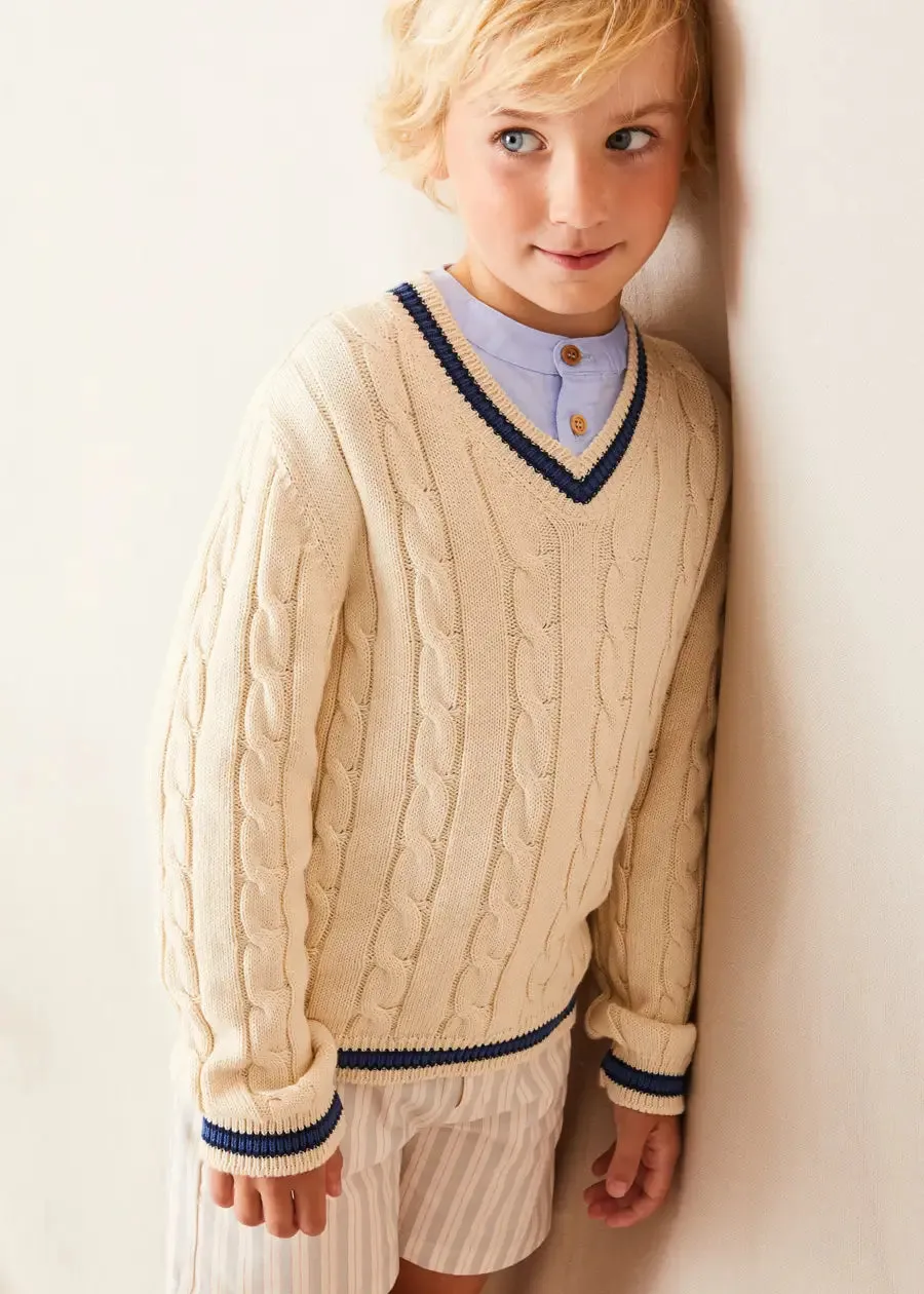 Plain Mao Collar Long Sleeve Shirt in Blue (4-10yrs)
