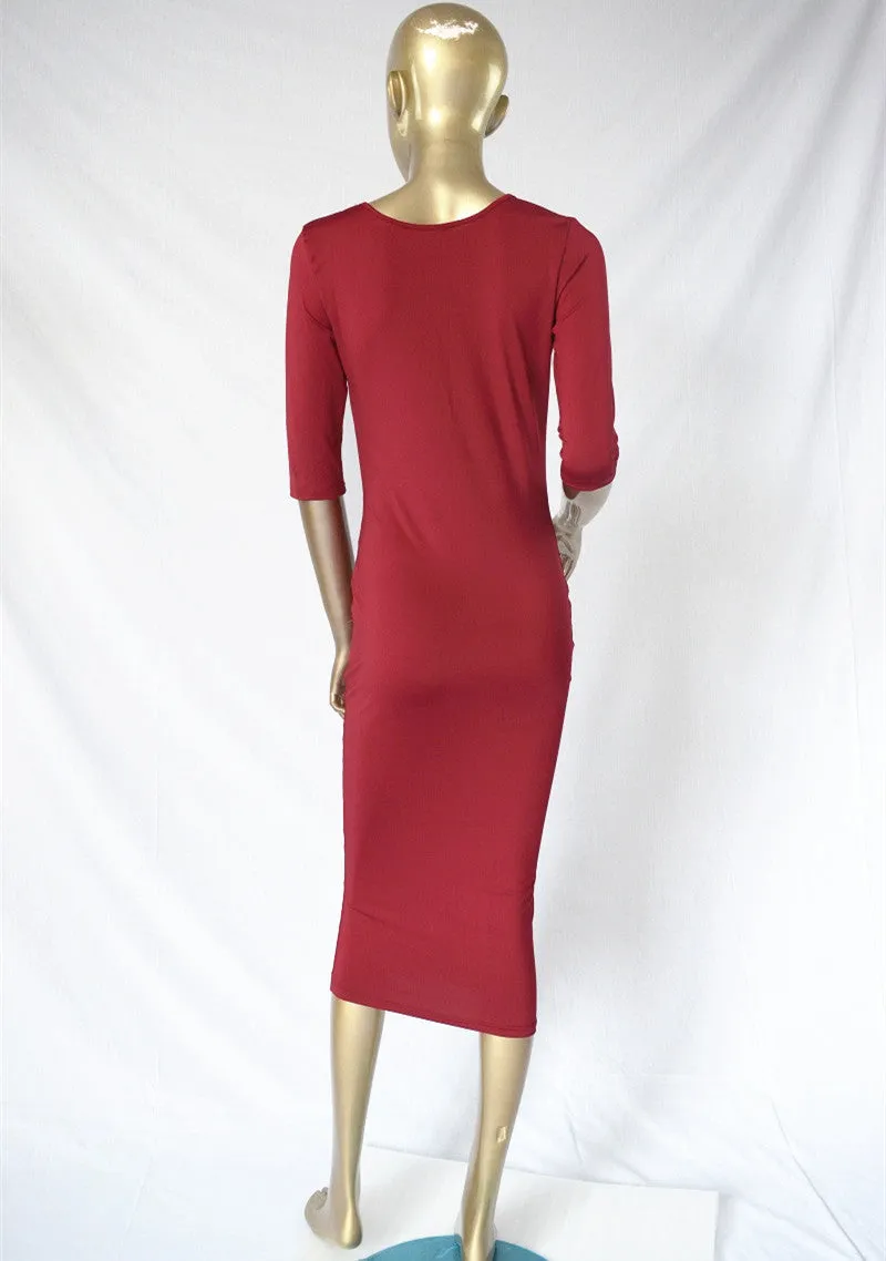 Sexy Wrap Deep V Neck 1/2 Sleeves Bodycon Multi Dress