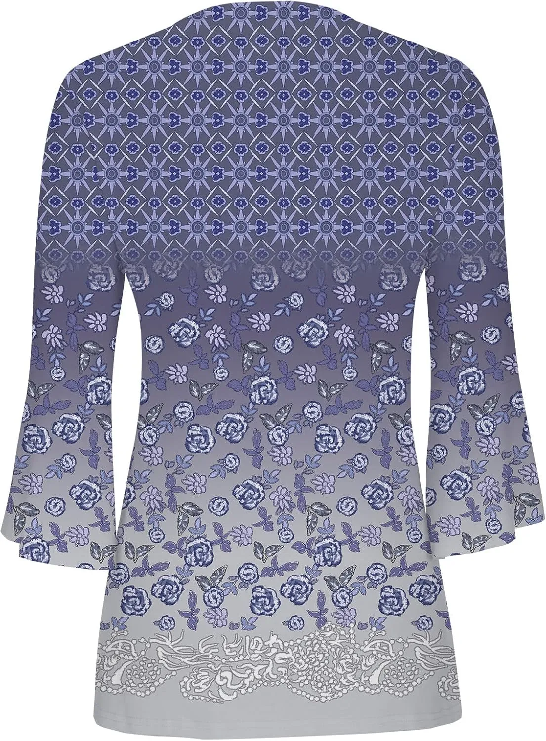 SMIDOW 3/4 Sleeve t-Shirt Shirts For Women Casual Summer Trendy Graphic Tees Floral Print v Neck Empire Waist Tunic Tops