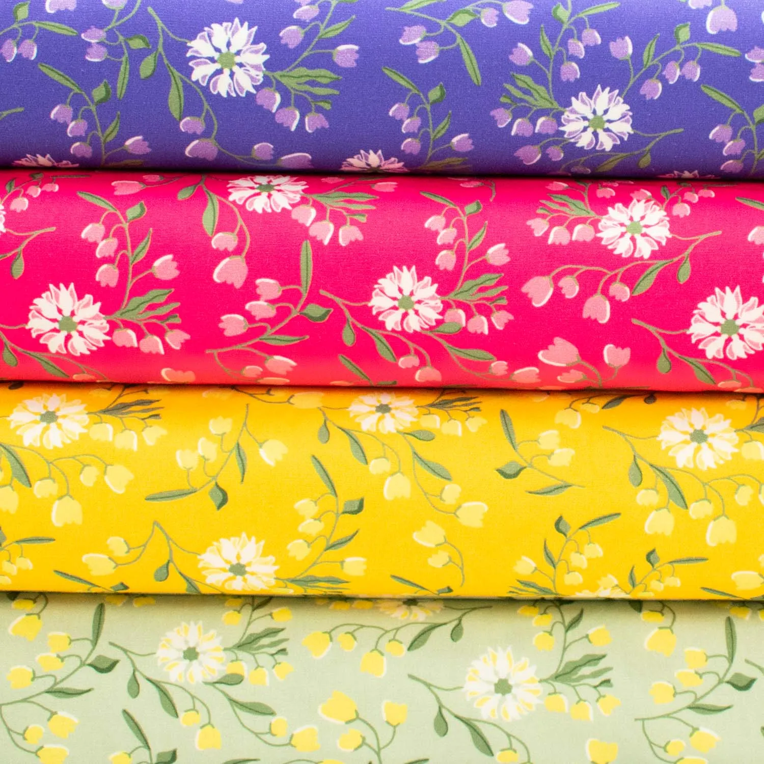 Spring Blooms Collection #07 Yellow Flowers & Leaves Cotton Prints
