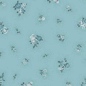 Stof Fabrics Ruby Rose Teal Medium Roses Cotton Prints