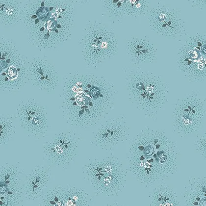 Stof Fabrics Ruby Rose Teal Medium Roses Cotton Prints