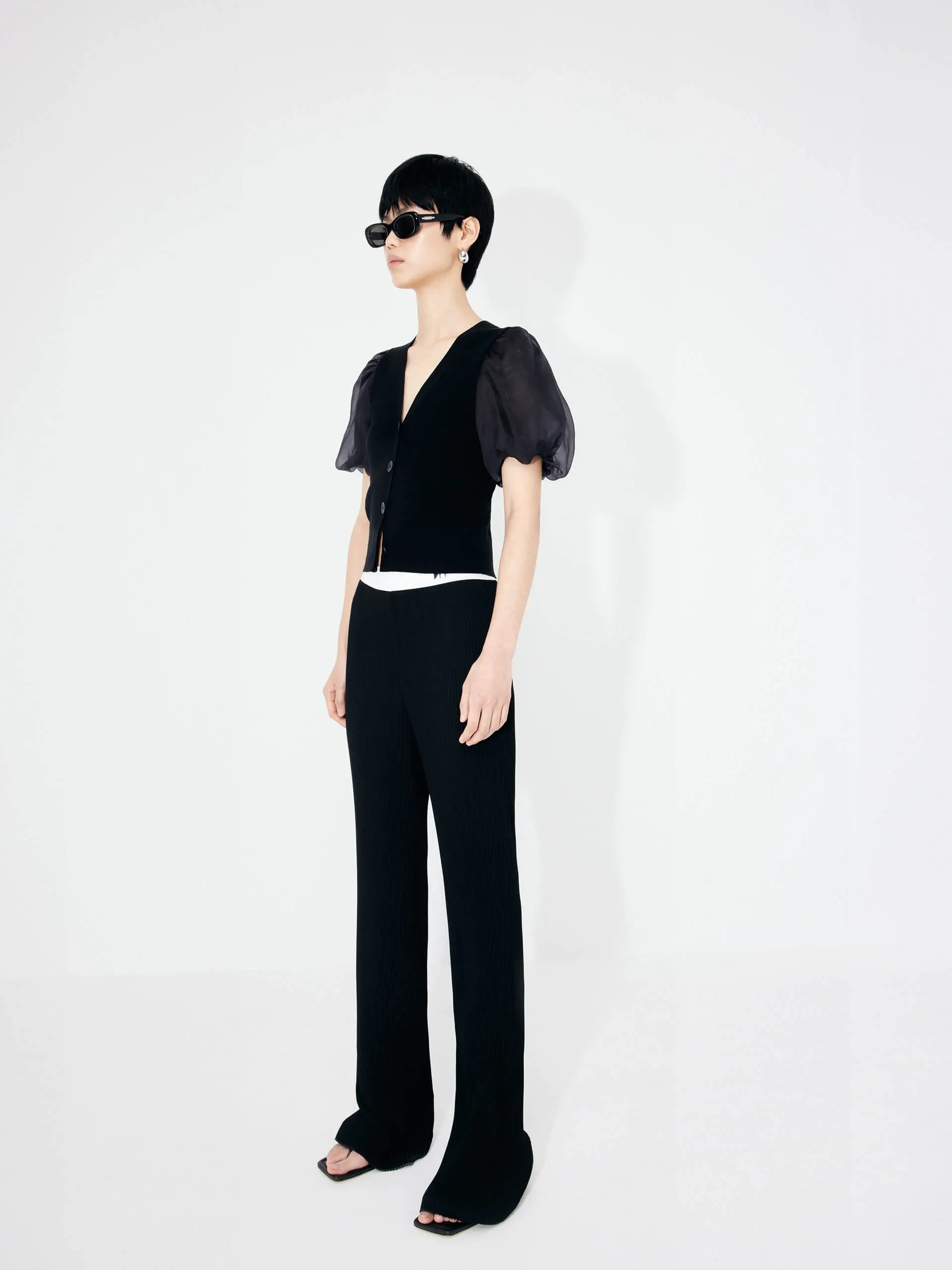 Structured Contrast Detail Pants