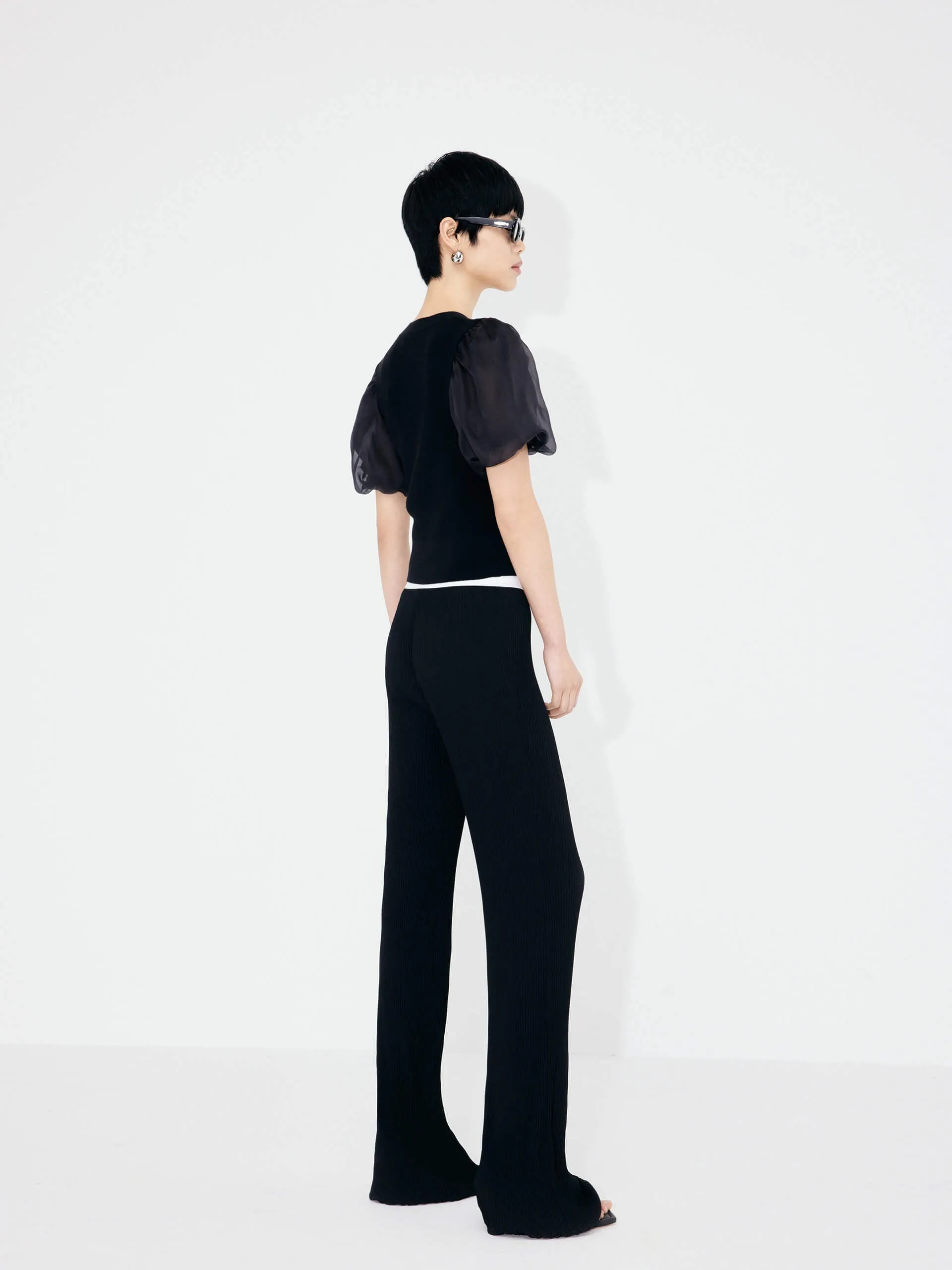 Structured Contrast Detail Pants