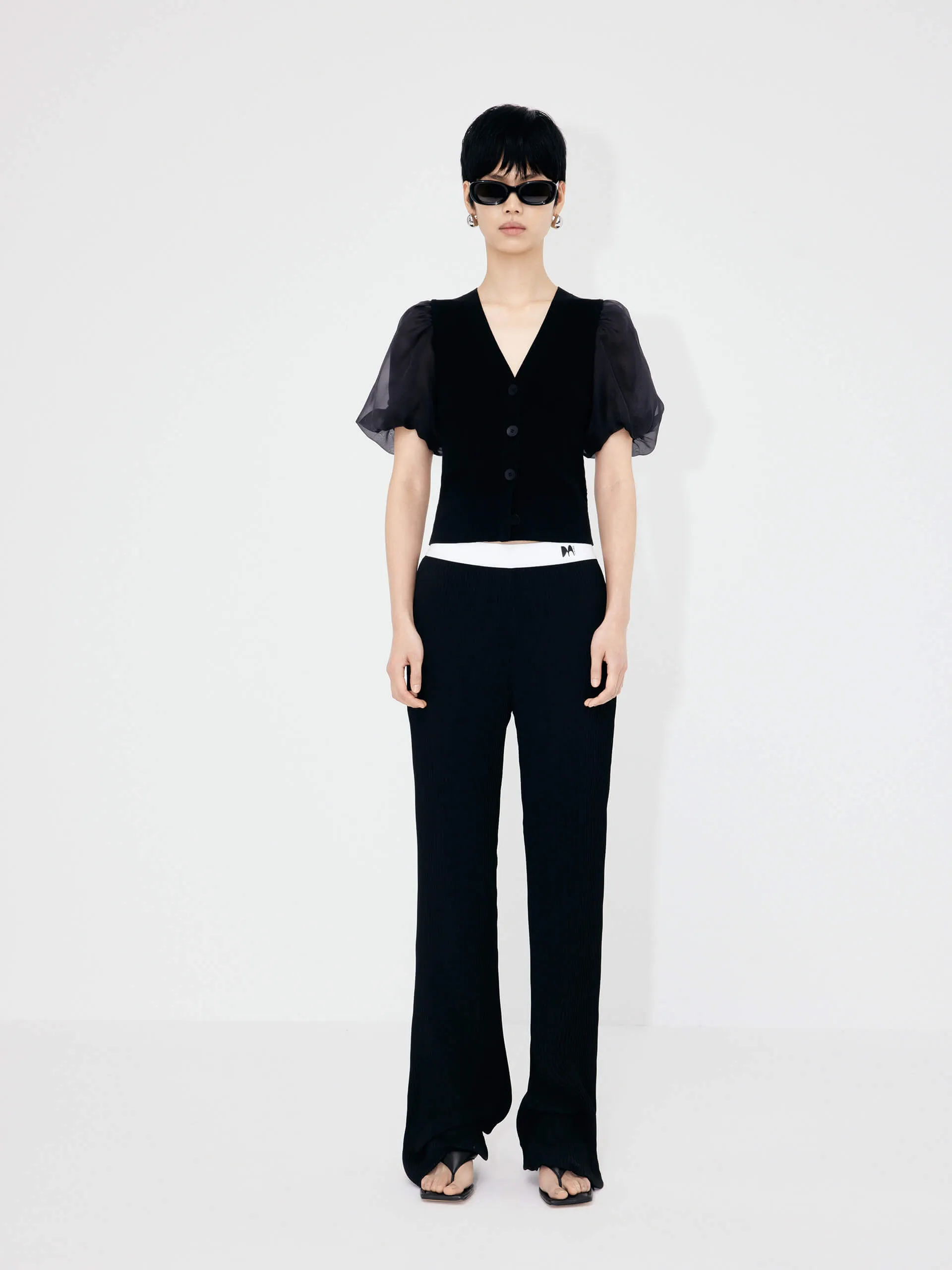 Structured Contrast Detail Pants
