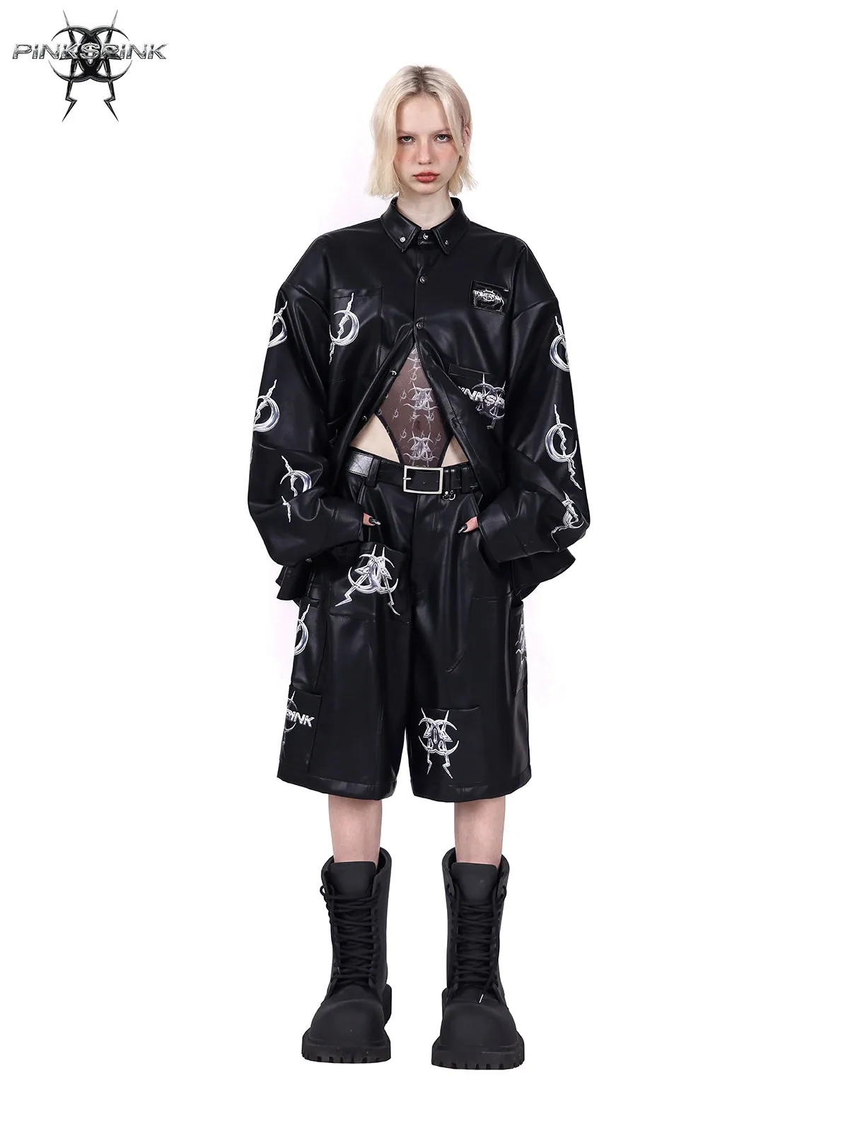 Structured Pocket Leather Half Pants