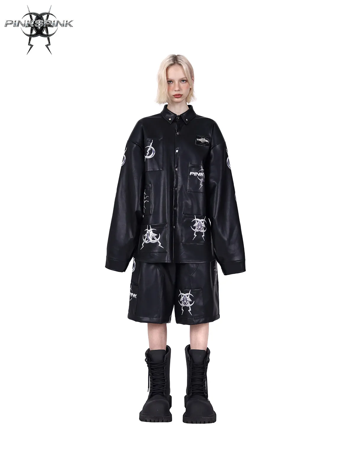 Structured Pocket Leather Half Pants