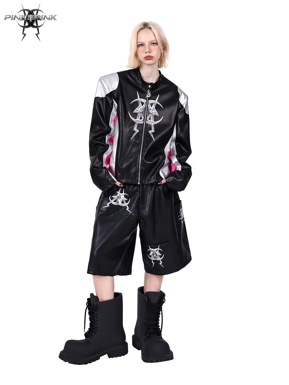Structured Pocket Leather Half Pants