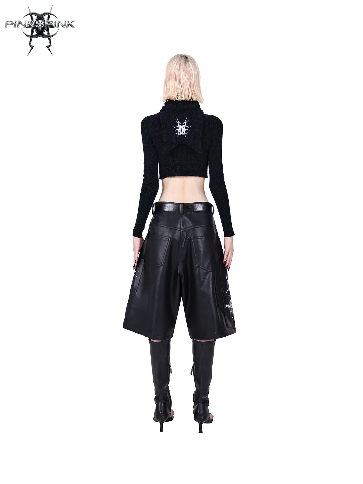 Structured Pocket Leather Half Pants