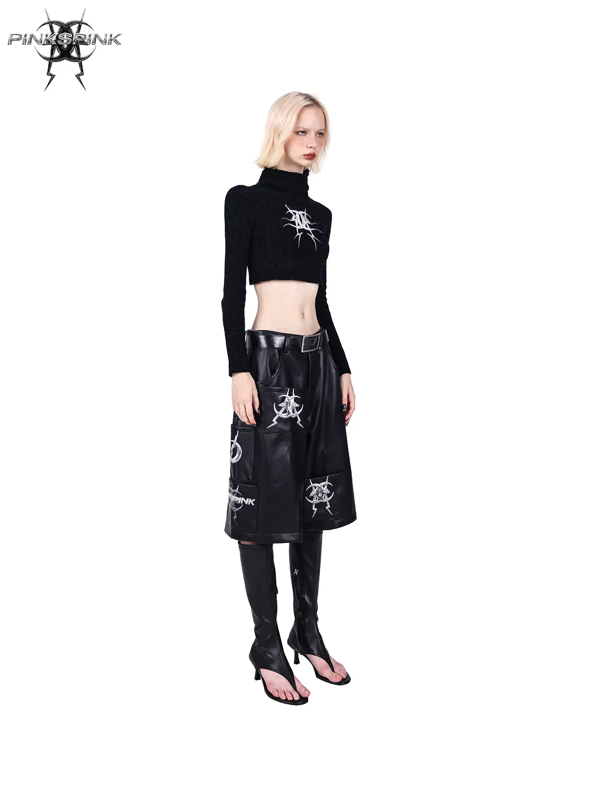 Structured Pocket Leather Half Pants