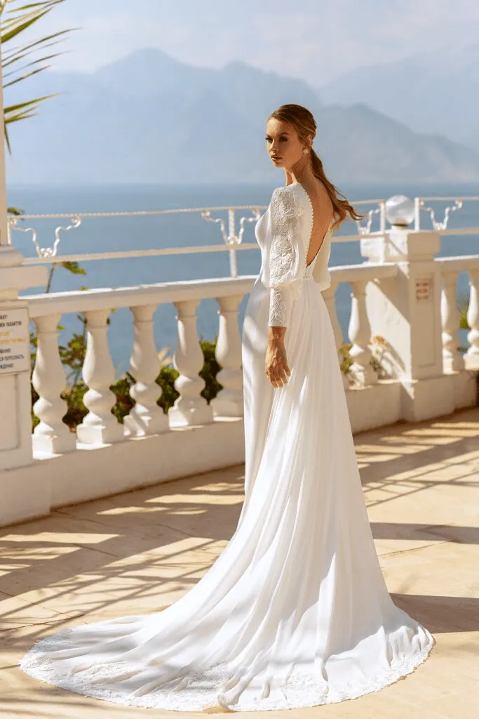 Timeless Long Sleeve Wedding Dress - Fitted Wedding Dress - Sweetheart Neckline Wedding Dress Plus Size