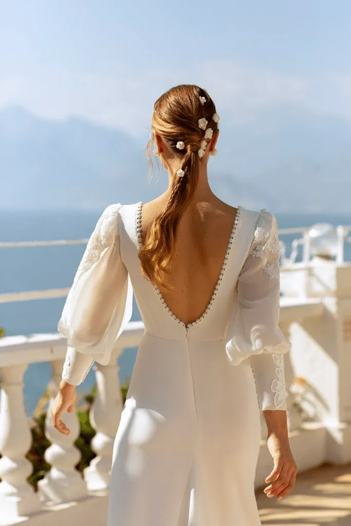 Timeless Long Sleeve Wedding Dress - Fitted Wedding Dress - Sweetheart Neckline Wedding Dress Plus Size