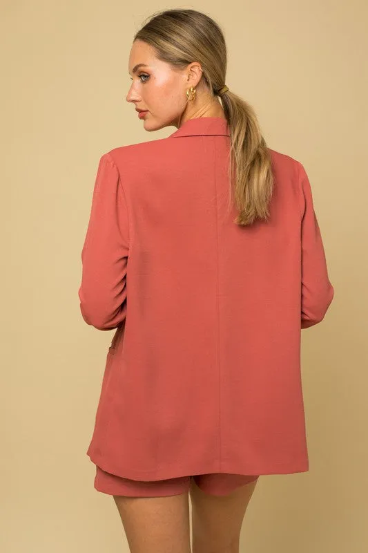 Touch Of Chic Double Breasted Blazer - Coral
