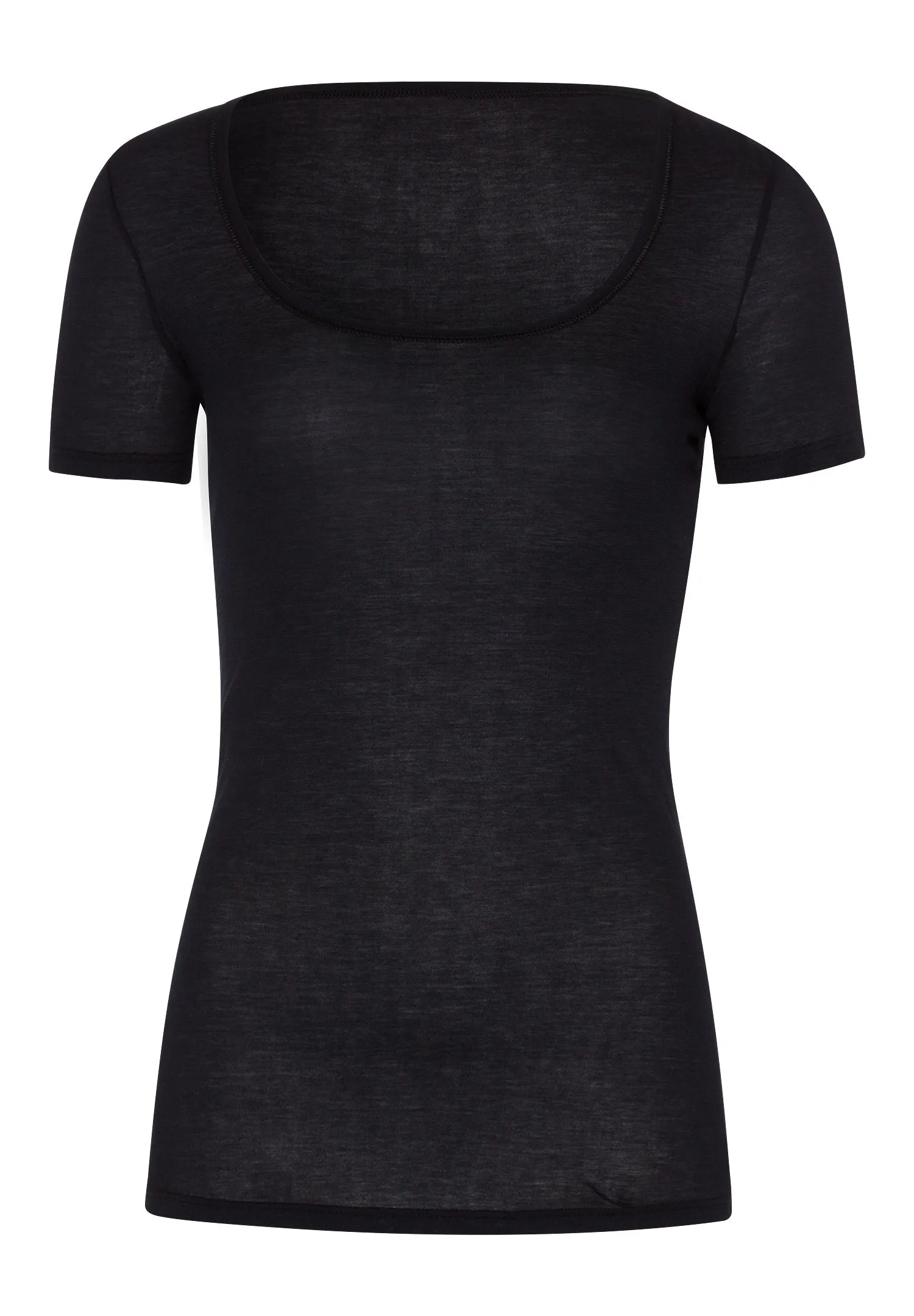 Ultralight Round Neck Cotton Fitted Top | Black 71827-019
