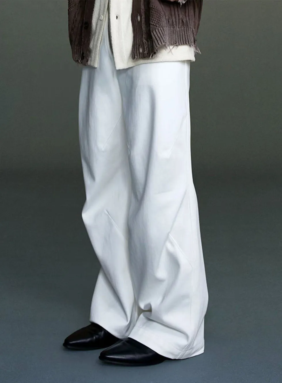 Unisex structured silhouette casual denim pants