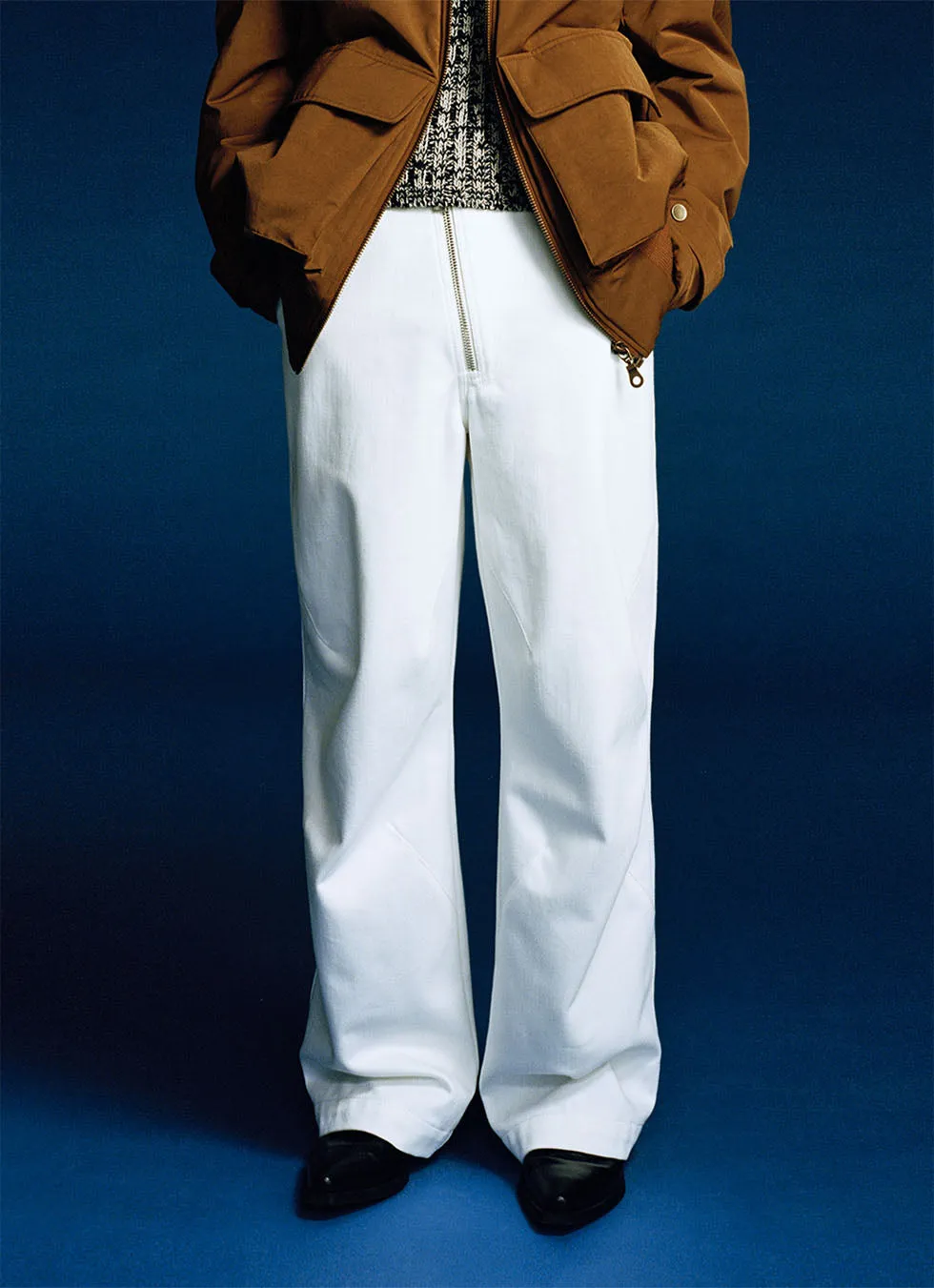 Unisex structured silhouette casual denim pants
