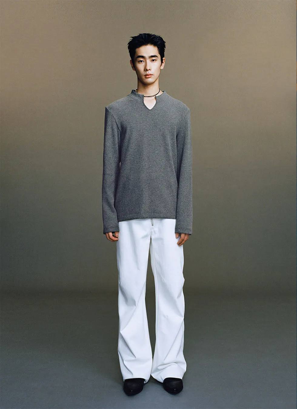 Unisex structured silhouette casual denim pants