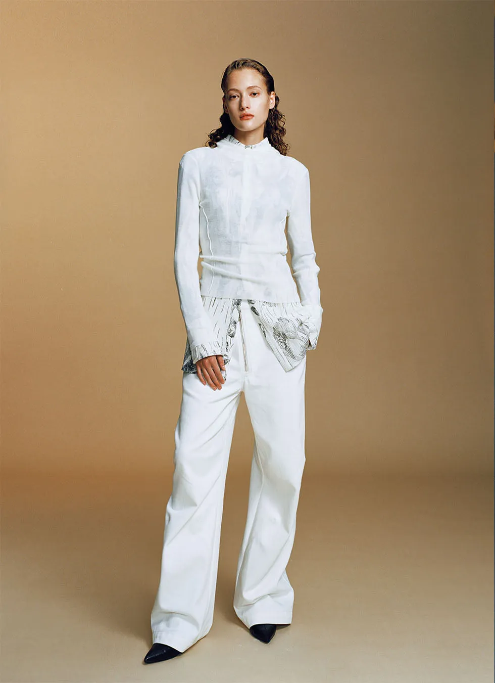 Unisex structured silhouette casual denim pants