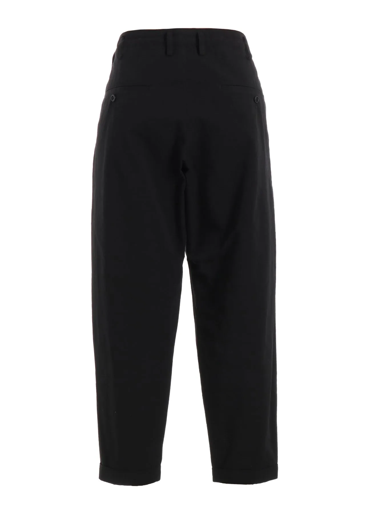WAIST GATHERED PANTS WITH COTTON LINEN UNEVEN YARN CANVAS