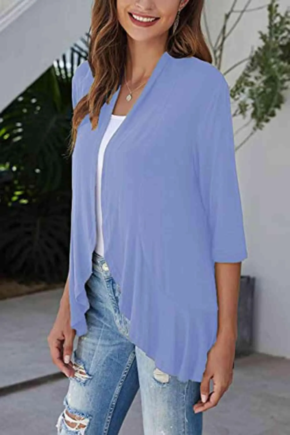 Warm Hug Ruffle Trim Open Front Cardigan