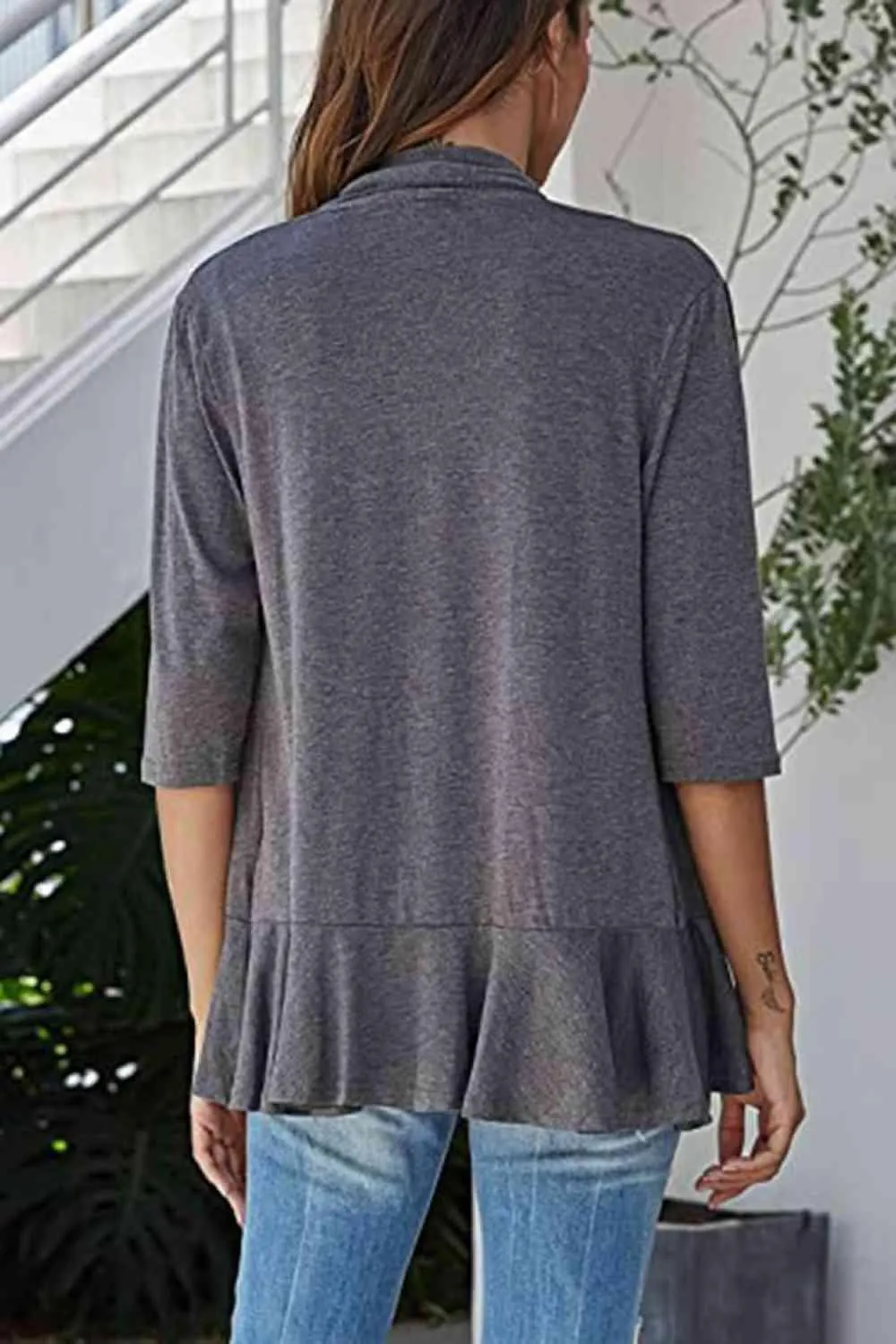 Warm Hug Ruffle Trim Open Front Cardigan