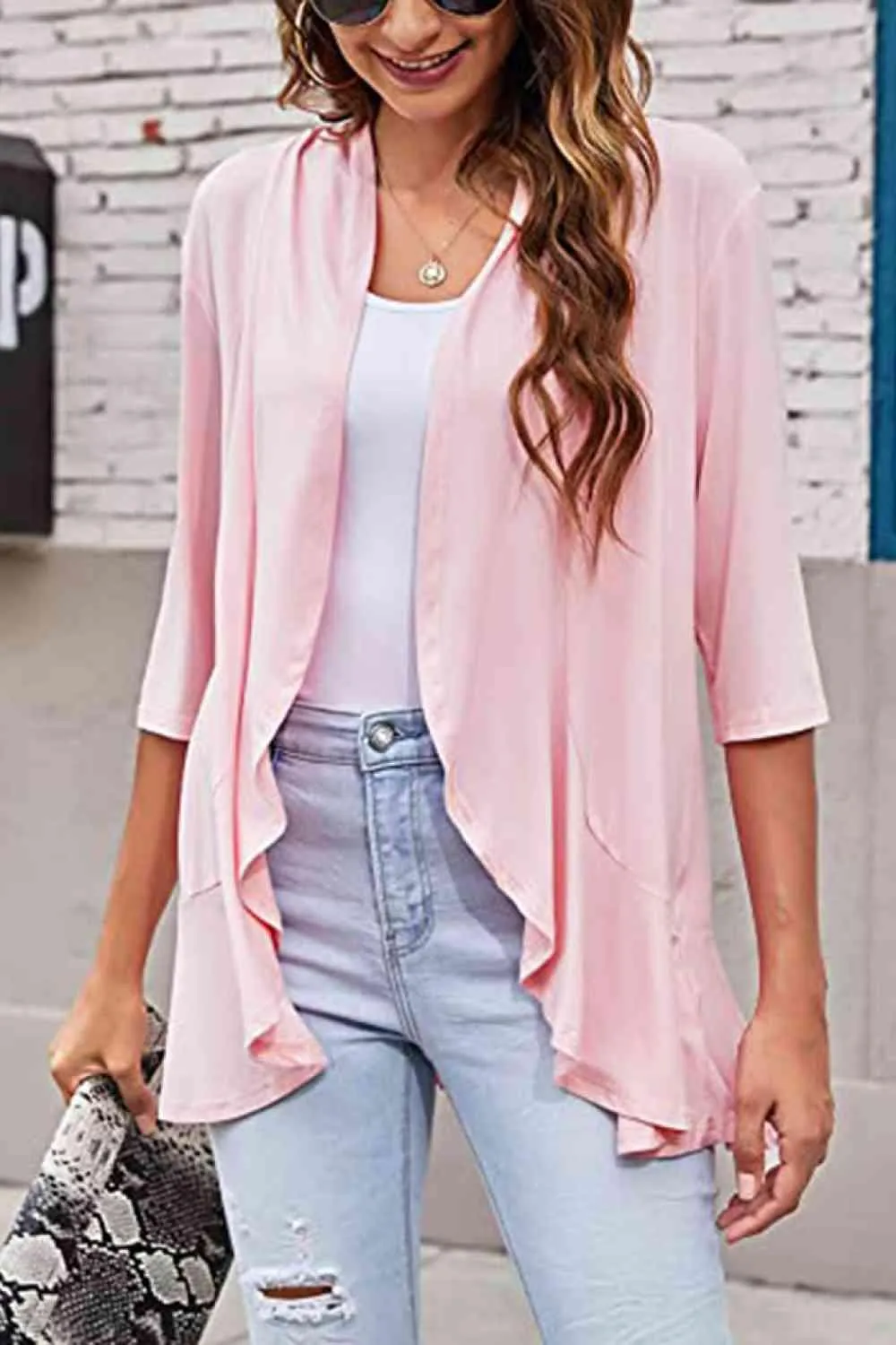Warm Hug Ruffle Trim Open Front Cardigan