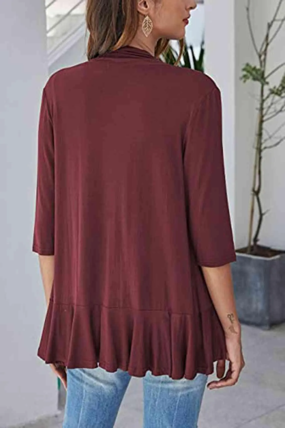 Warm Hug Ruffle Trim Open Front Cardigan