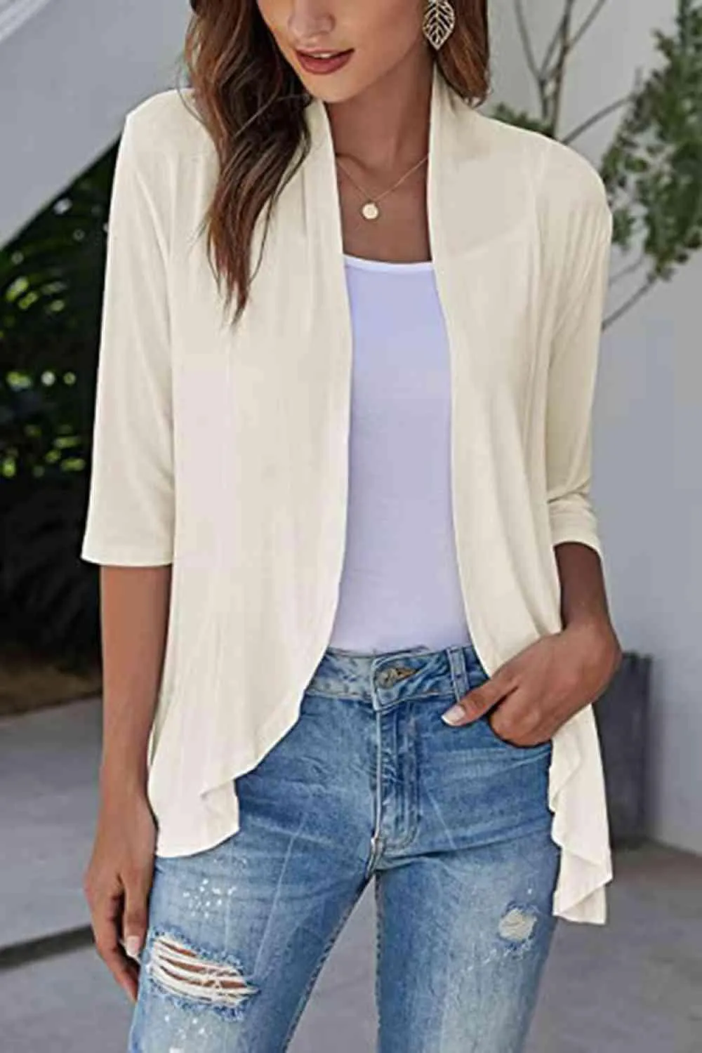 Warm Hug Ruffle Trim Open Front Cardigan