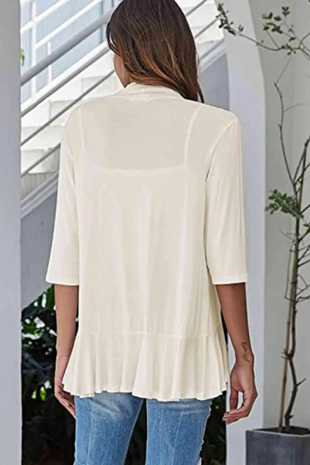 Warm Hug Ruffle Trim Open Front Cardigan